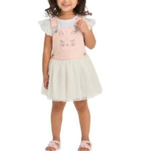 NWT OshKosh B'gosh Adorable Pink and White Cotton "Bunny" Jumper Dress